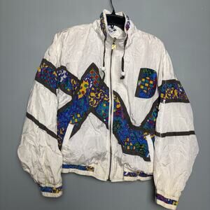 Vintage 80s Color Block Ski Gaper Jerry Jacket Active Stuff Ski Small Rainbow